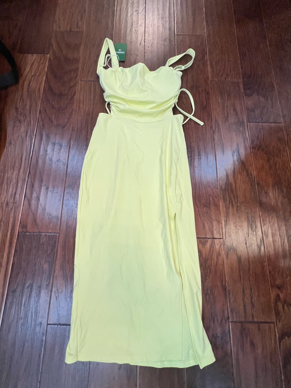 HALARA Lemon Yellow Midi Dress with Side Cutout